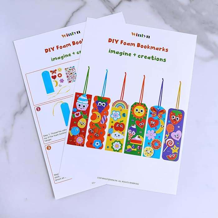 Winlyn 36 Sets Summer Crafts Kits DIY Whimsical Bookmarks Decorations Art Sets Fruits Treats Animals Sun Rainbow Foam Stickers for Kids Classroom Activities Reading Rewards Birthday Camp Party Favors - Image 8