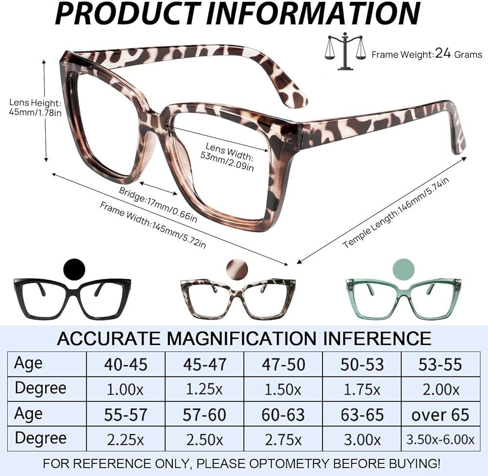 WEMOOTANTS Oversized Reading Glasses for Women Men Bold Large Square Readers 1.0 1.25 1.5 1.75 2.0 2.25 2.5 to 3.5 - Image 6