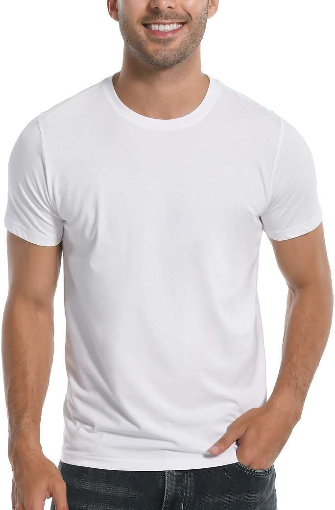 Pioneer Camp Mens Bamboo Viscose T Shirt Ultra Soft Plain Tshirts for Men Cooling Crew Neck Casual Basic Tee Shirt Undershirt - Image 1