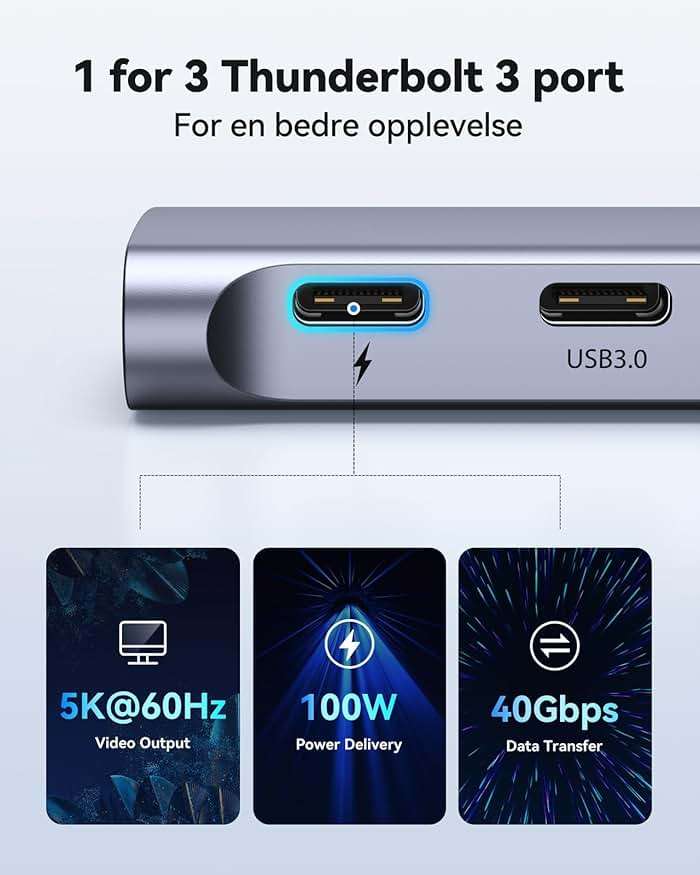 USB C Adapter HDMI Hub for MacBook Pro/Air M5 M4 M3 M2 M1 2025-2018 13" 15" 16", Mac USB C Hub Adapter 7-in-2, MacBook Accessories Dongle with HDMI, Thunderbolt 3, USB C&A Data Ports, 3.5mm Audio - Image 5