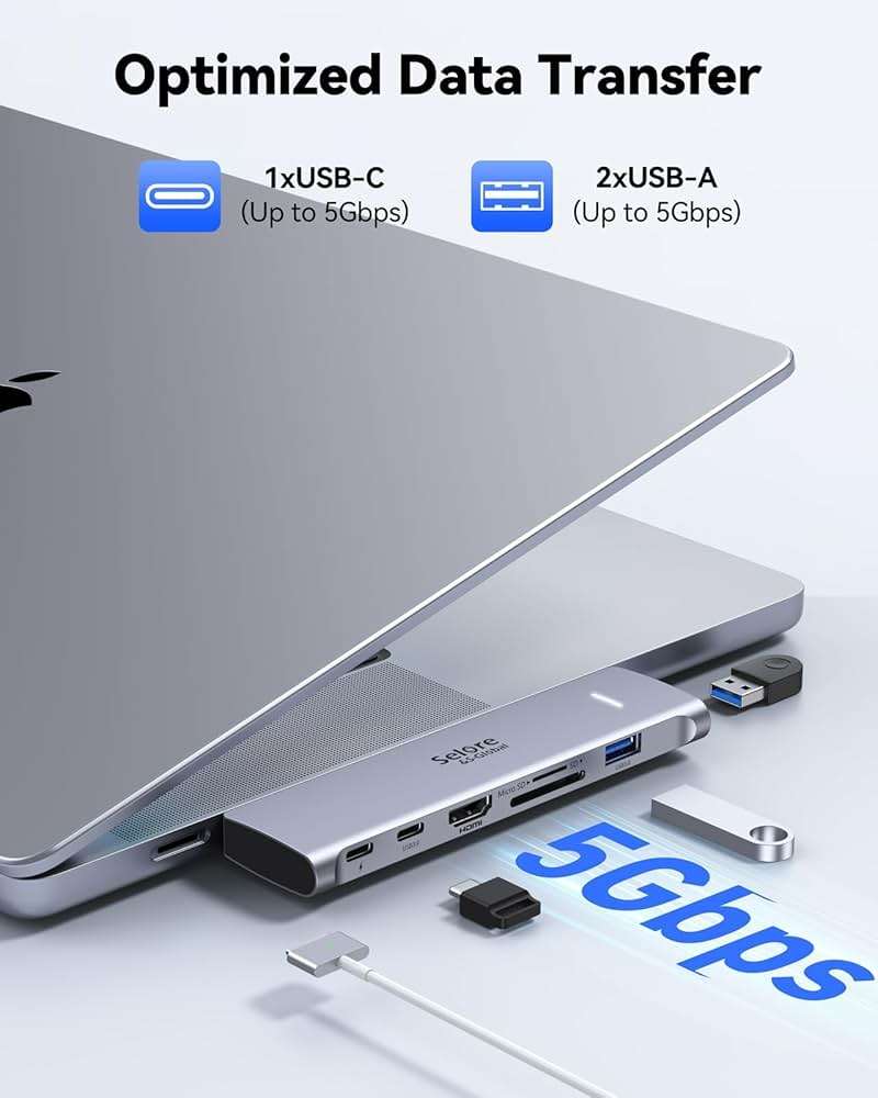 USB C Adapter HDMI Hub for MacBook Pro/Air M5 M4 M3 M2 M1 2025-2018 13" 15" 16", Mac USB C Hub Adapter 7-in-2, MacBook Accessories Dongle with HDMI, Thunderbolt 3, USB C&A Data Ports, 3.5mm Audio - Image 6