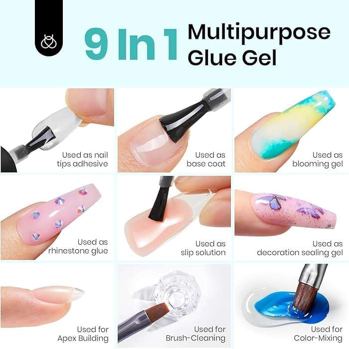 Beetles 3Pcs Top Coat Base Gel & Nail Glue Set, No Wipe Base Coat with 9 In 1 Adhesive Shine Effect Long Lasting Soak Off UV Light Lamp DIY Gifts for Women & Girls - Image 2