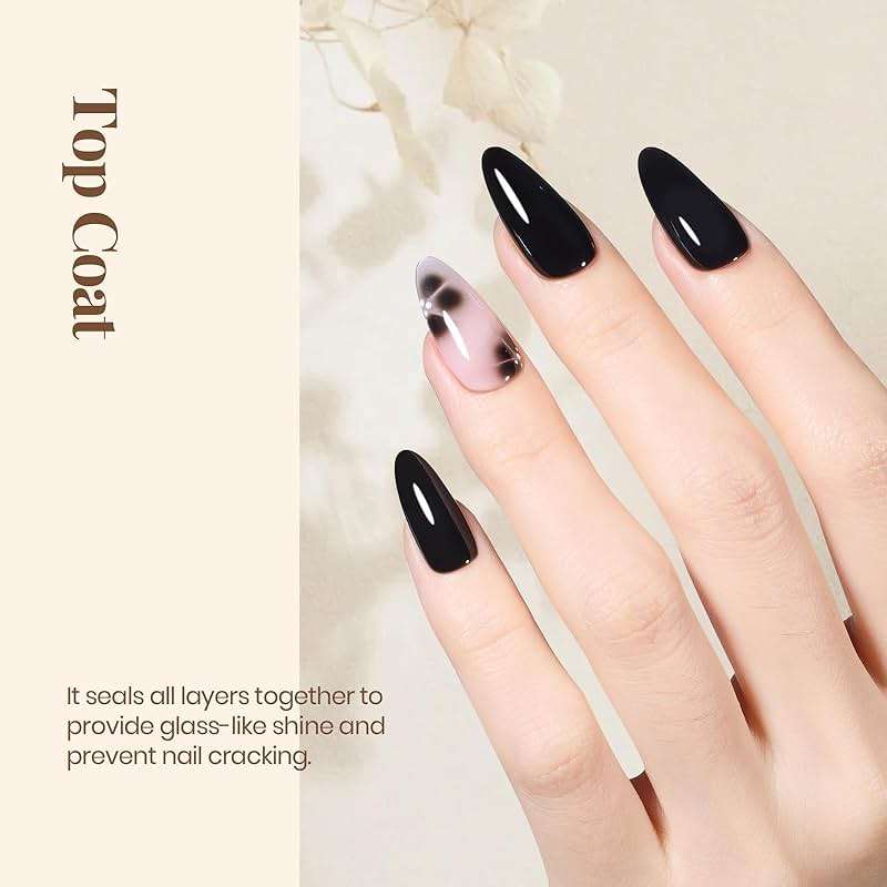 Beetles 3Pcs Top Coat Base Gel & Nail Glue Set, No Wipe Base Coat with 9 In 1 Adhesive Shine Effect Long Lasting Soak Off UV Light Lamp DIY Gifts for Women & Girls - Image 5