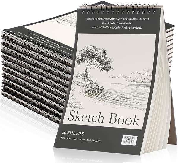 Jexine 40 Pcs 5.5'' x 8.5'' Top Spiral Bound Sketch Book 30 Sheet Each(68lb/100gsm), Sketching Drawing Pad Bulk Artist Sketch Pad Drawing Paper Art Sketchbook for Painting (Tree) - Image 1