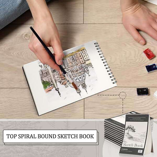 Jexine 40 Pcs 5.5'' x 8.5'' Top Spiral Bound Sketch Book 30 Sheet Each(68lb/100gsm), Sketching Drawing Pad Bulk Artist Sketch Pad Drawing Paper Art Sketchbook for Painting (Tree) - Image 5