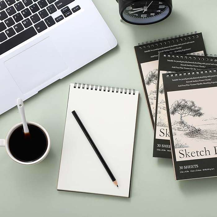Jexine 40 Pcs 5.5'' x 8.5'' Top Spiral Bound Sketch Book 30 Sheet Each(68lb/100gsm), Sketching Drawing Pad Bulk Artist Sketch Pad Drawing Paper Art Sketchbook for Painting (Tree) - Image 6