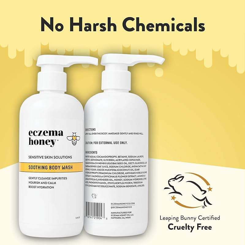 ECZEMA HONEY Soothing Body Wash - Daily Shower Gel & Eczema Treatment - Sensitive Skin Body Wash for Adults, Kids, & Babies - Body Cleanser for Eczema Relief (13 Oz) - Image 5