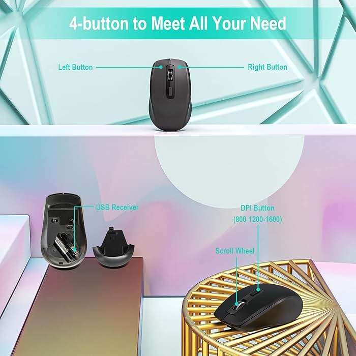 Wireless Keyboard and Mouse Combo,EarlyLit 2.4G Full-Sized Ergonomic,Cordless USB Mouse and Keyboard,12 Shortcut Keys and Quiet Click for Computer/Laptop/Windows/Mac - Image 6