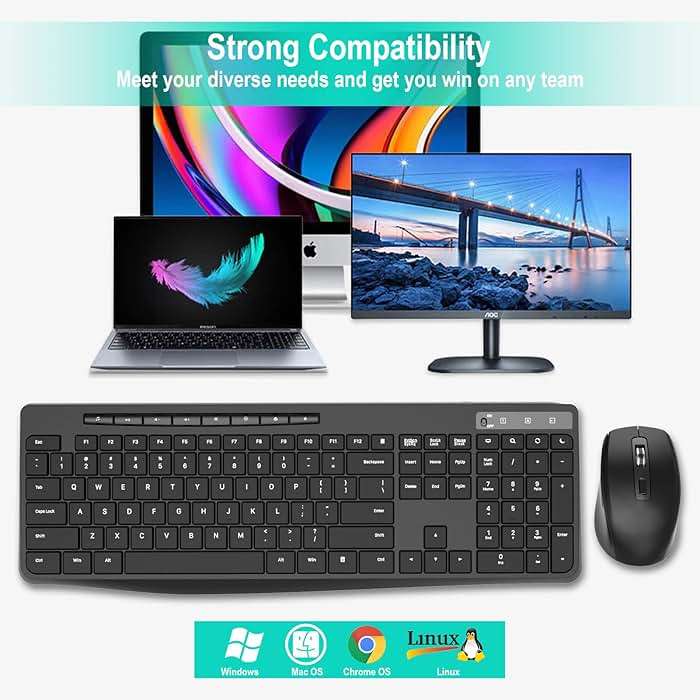 Wireless Keyboard and Mouse Combo,EarlyLit 2.4G Full-Sized Ergonomic,Cordless USB Mouse and Keyboard,12 Shortcut Keys and Quiet Click for Computer/Laptop/Windows/Mac - Image 9