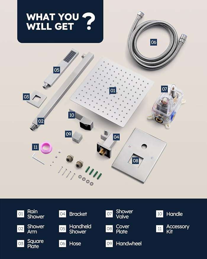 Arofa 10 Inch Shower Faucet Set, Brushed Nickel Rain Shower System Kit with Rough-in Valve High Pressure Shower Fixtures Handheld and Square Rainfall Shower Head Sets Complete Luxury Rain Mixer - Image 6