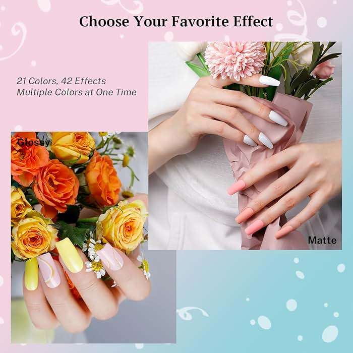 phoenixy 24 PCS Gel Nail Polish Set, 21 Colors Soak Off Gel Nail Kit Nude Pink Red Blue Green Yellow Orange Nail Polish Set with Base Gloss Matte Top Coat Nail Kit Gifts for Women - Image 5