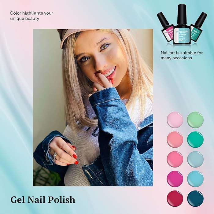 phoenixy 24 PCS Gel Nail Polish Set, 21 Colors Soak Off Gel Nail Kit Nude Pink Red Blue Green Yellow Orange Nail Polish Set with Base Gloss Matte Top Coat Nail Kit Gifts for Women - Image 6