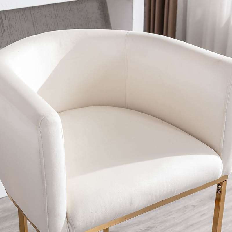 BESTANO Modern Counter Height Velvet Upholstered Bar Stools Set of 2, 24" Kitchen Counter Island Stools Bar Chairs with Gold Metal Frame for Kitchen Island, Cream - Image 4