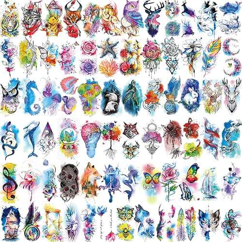 JEEFONNA 86 Sheets Temporary Tattoo, 14 Sheets Large Half Arm Fake Flower Cat Owl Lion Tattoos, 72 Sheets Tiny Waterproof Semi Permanent Temporary Tattoos Realistic for Women Girls Kids Adults - Image 3