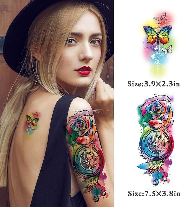 JEEFONNA 86 Sheets Temporary Tattoo, 14 Sheets Large Half Arm Fake Flower Cat Owl Lion Tattoos, 72 Sheets Tiny Waterproof Semi Permanent Temporary Tattoos Realistic for Women Girls Kids Adults - Image 4