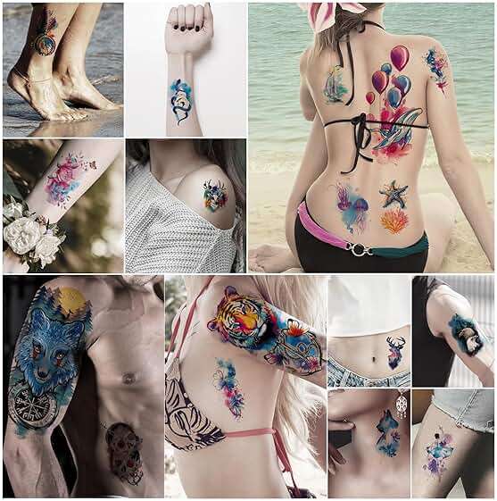 JEEFONNA 86 Sheets Temporary Tattoo, 14 Sheets Large Half Arm Fake Flower Cat Owl Lion Tattoos, 72 Sheets Tiny Waterproof Semi Permanent Temporary Tattoos Realistic for Women Girls Kids Adults - Image 6