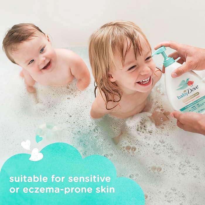 Baby Dove Sensitive Skin Care Baby Wash Fragrance Free Moisture For Baby Bath Time Fragrance Free and Hypoallergenic, Washes Away Bacteria 34 oz (Pack of 1) - Image 5