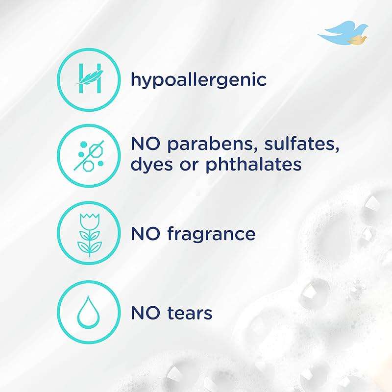 Baby Dove Sensitive Skin Care Baby Wash Fragrance Free Moisture For Baby Bath Time Fragrance Free and Hypoallergenic, Washes Away Bacteria 34 oz (Pack of 1) - Image 10