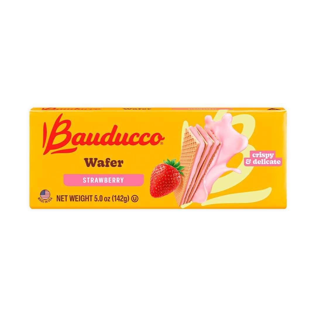 Bauducco Strawberry Wafers - Crispy Wafer Cookies With 3 Delicious, Indulgent, Decadent Layers of Strawberry Flavored Cream - Delicious Sweet Snack or Desert - 5.0 oz (Pack of 1) - Image 1