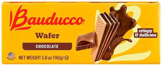 Bauducco Chocolate Wafers - Crispy Wafer Cookies With 3 Delicious, Indulgent, Decadent Layers of Chocolate Flavored Cream - Delicious Sweet Snack or Desert - 5.0 oz (Pack of 1) - Image 1