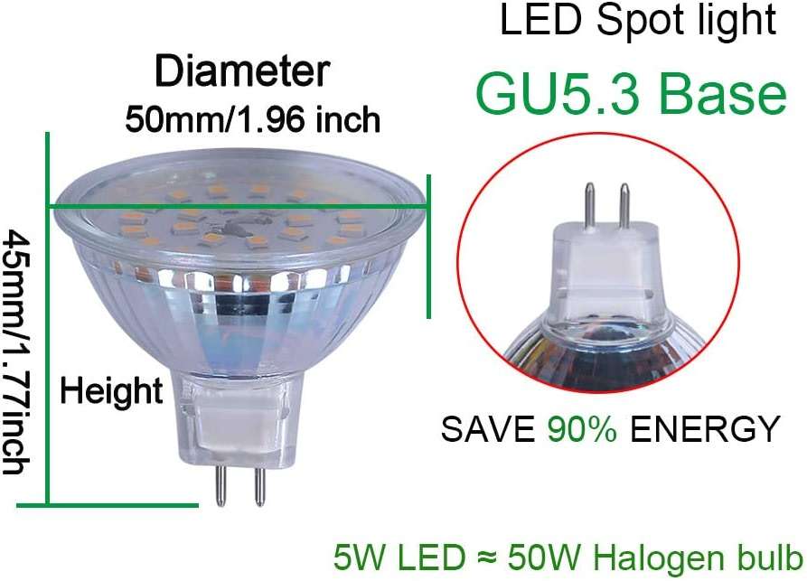 ukzboss mr16 120V Dimmable 5w Warm White 2700K led Spotlight Bulb lamp 50w Halogen Replacement for Tracking Light floodlight Fixture (120V dimmable 5W 2700K) - Image 6