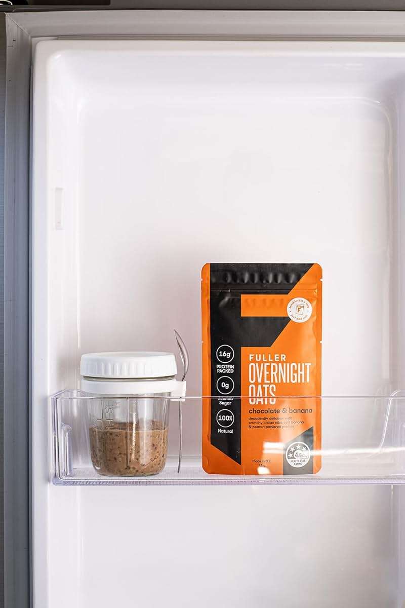 Delicious High Protein Chocolate Banana Overnight Oats - Nutritionist Designed FULLER For Longer With Low Sugar, High Fiber & Slow Release Peanut Protein - Ziplock Portable - Glyphosate Free Oatmeal - Image 4