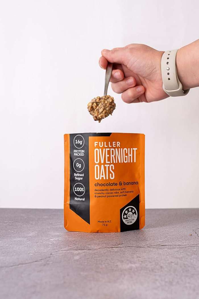 Delicious High Protein Chocolate Banana Overnight Oats - Nutritionist Designed FULLER For Longer With Low Sugar, High Fiber & Slow Release Peanut Protein - Ziplock Portable - Glyphosate Free Oatmeal - Image 5