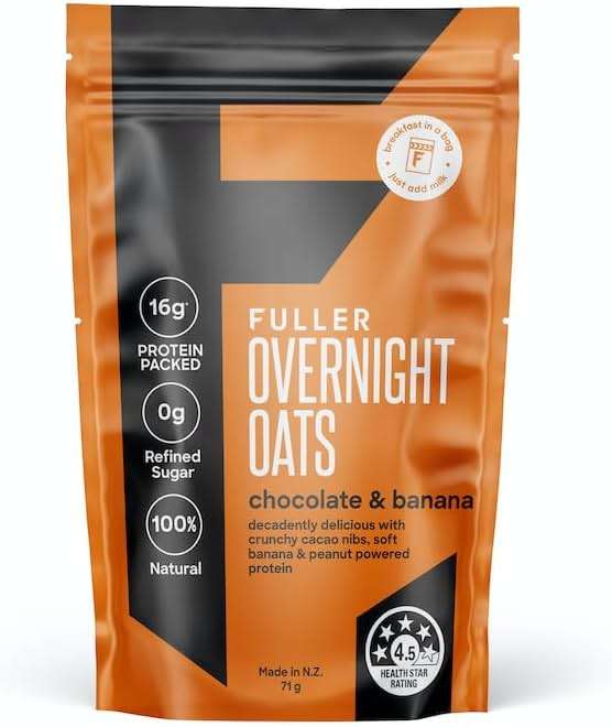 Delicious High Protein Chocolate Banana Overnight Oats - Nutritionist Designed FULLER For Longer With Low Sugar, High Fiber & Slow Release Peanut Protein - Ziplock Portable - Glyphosate Free Oatmeal - Image 7