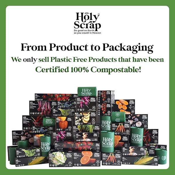 HOLY SCRAP! Medium Compostable Drawstring Trash Bags - 6-8 Gallon, 45 Pack | Plastic-Free Kitchen & Bathroom Garbage Bags with Drawstring Handles | Thick Bin Bag Liners for Green & Food Waste - Image 5