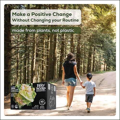 HOLY SCRAP! Medium Compostable Drawstring Trash Bags - 6-8 Gallon, 45 Pack | Plastic-Free Kitchen & Bathroom Garbage Bags with Drawstring Handles | Thick Bin Bag Liners for Green & Food Waste - Image 6