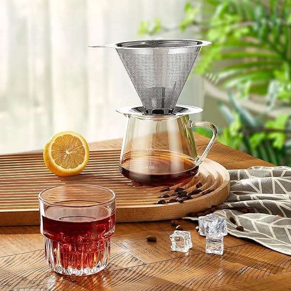 Pour Over Coffee Dripper, Slow Drip Paperless Coffee Filter, Pour Over Coffee Maker for 1-2Cups Brew, Double Mesh Design of Manual Reusable Cone Filter - Image 7