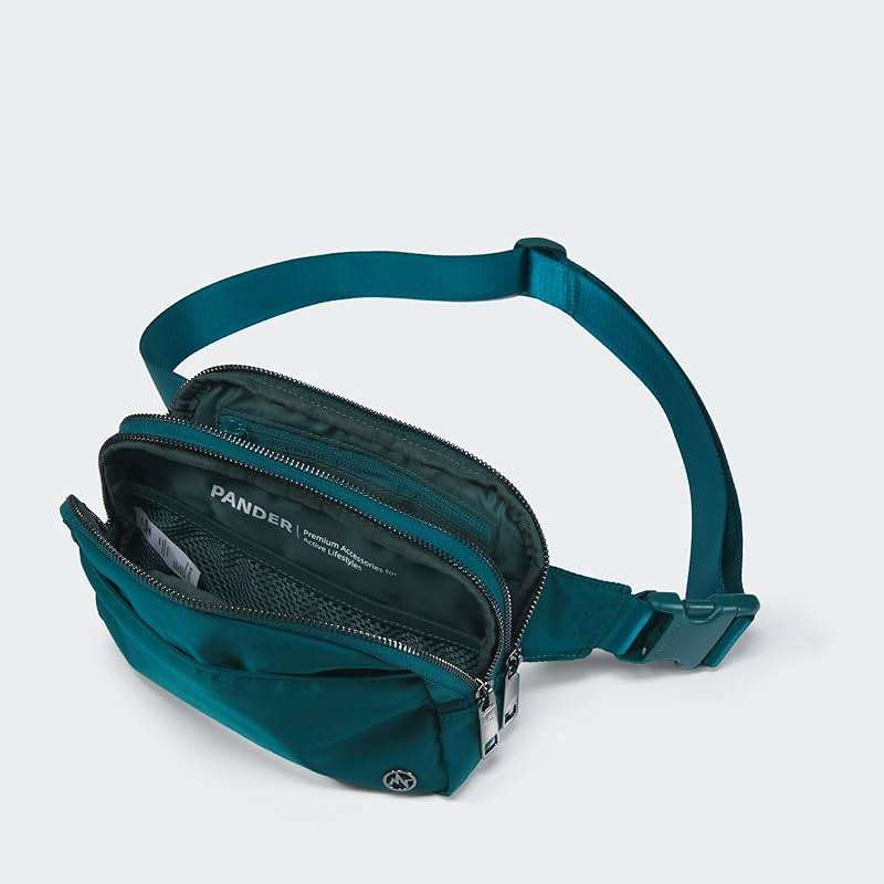 Pander Everywhere Belt Bag for Women, 5 Zipper Pockets Nylon Crossbody Fanny Pack Purse (Teal Blue) - Image 5