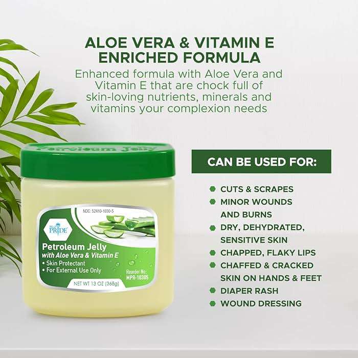 MED PRIDE Petroleum Jelly with Aloe Vera & Vitamin E, 13 oz – Skin Protectant and Moisturizing Ointment for Dry or Irritated Skin, Rashes, Chapped Lips, Minor Cuts, Burns and Diaper Rash - Image 3