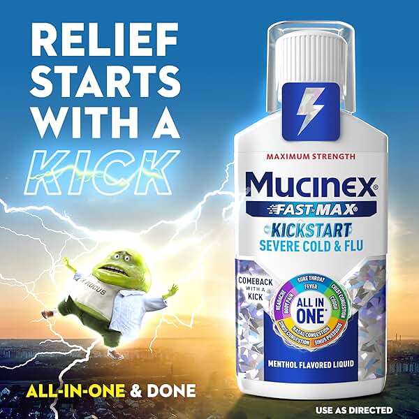 Mucinex Fast-Max Kickstart Severe Cold and Flu Medicine for Adults, Liquid Cold Medicine & Cough Medicine for Adults, Generic Expectorant Guaifenesin & Cough Suppressant Dextromethorphan, 2x6 fl oz - Image 2