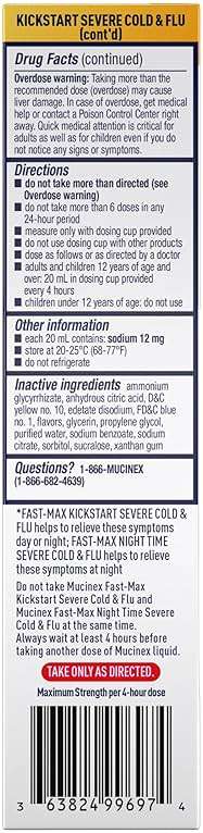 Mucinex Fast-Max Kickstart Severe Cold and Flu Medicine for Adults, Liquid Cold Medicine & Cough Medicine for Adults, Generic Expectorant Guaifenesin & Cough Suppressant Dextromethorphan, 2x6 fl oz - Image 9
