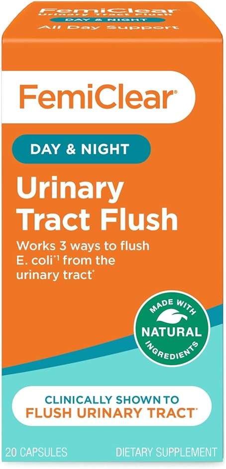 FemiClear Daily Urinary Tract Flush for Women & Men, 20 Capsules | Day & Night Urinary Support, D-Mannose Supplement, Urinary Tract Health Supplement - Image 1