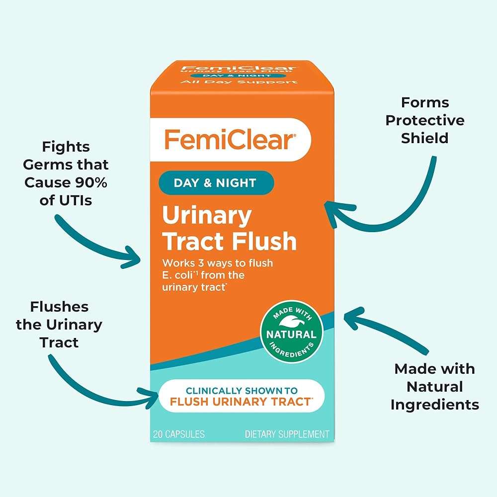 FemiClear Daily Urinary Tract Flush for Women & Men, 20 Capsules | Day & Night Urinary Support, D-Mannose Supplement, Urinary Tract Health Supplement - Image 6