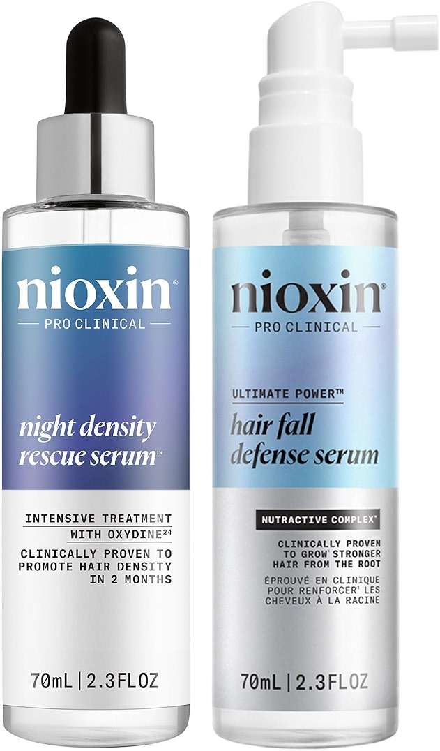 Nioxin Hair Fall Defense, Intensive Daily Leave-In Treatment with Caffeine + Night Density Rescue Serum, Overnight Thickening, Night and Day Treatment | Bundle - Image 1