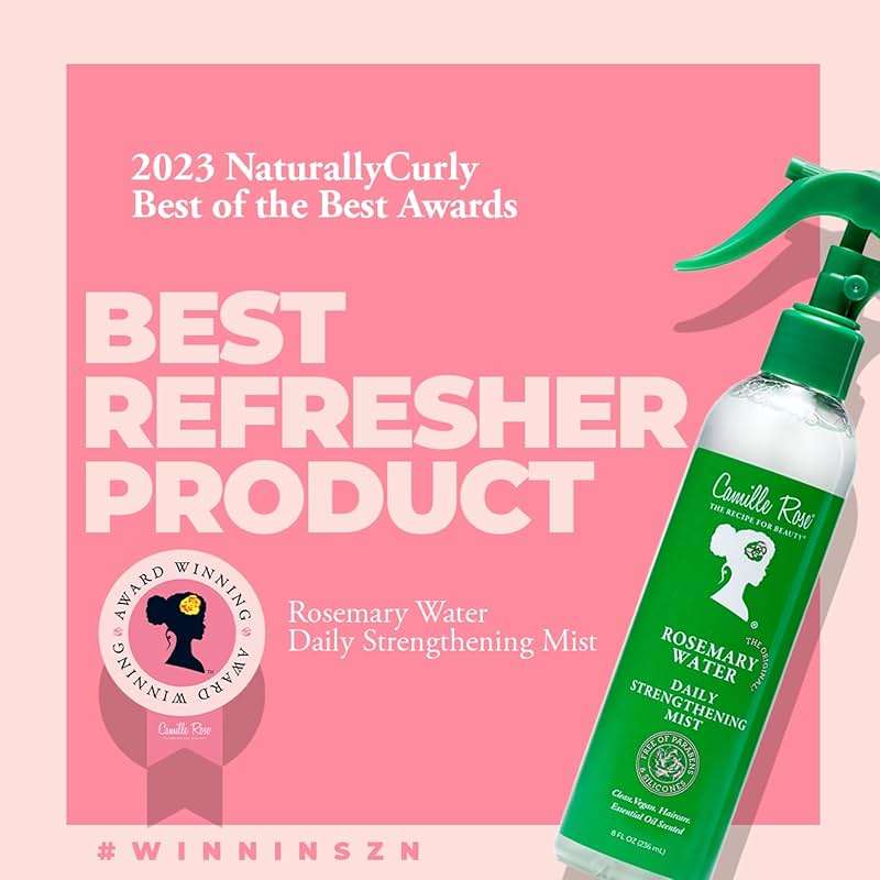Camille Rose Rosemary Water, Daily Hair Strengthening Mist – Hydrating Refresher Spray with Rosemary Oil, Peppermint & Aloe Vera, 8 Oz Ea - Image 2