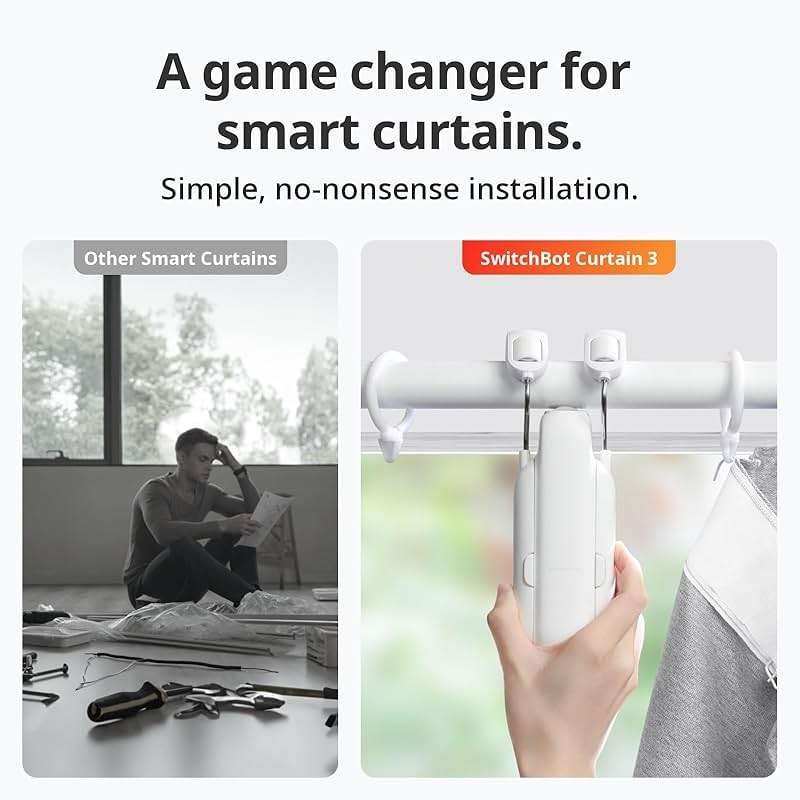 SwitchBot Automatic Curtain Opener - Bluetooth Remote Control Smart Curtain with App/Timer, Upgraded High-Performance Motor, Add Hub to Work with Alexa, Google Home, HomeKit - Image 3