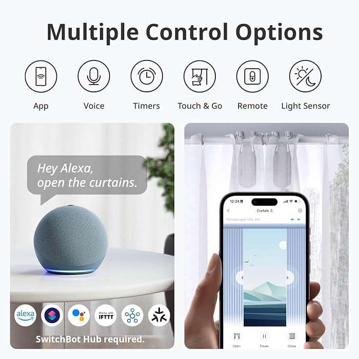 SwitchBot Automatic Curtain Opener - Bluetooth Remote Control Smart Curtain with App/Timer, Upgraded High-Performance Motor, Add Hub to Work with Alexa, Google Home, HomeKit - Image 8