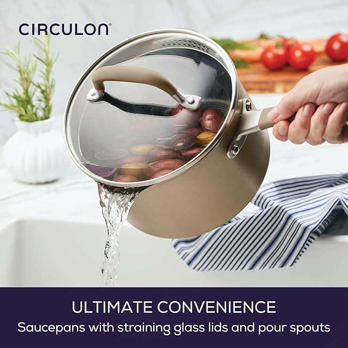 Circulon Premier Professional Hard Anodized Nonstick Cookware Induction Pots and Pans Set Nonstick, Home Essentials, 12-Piece, Bronze - Image 3