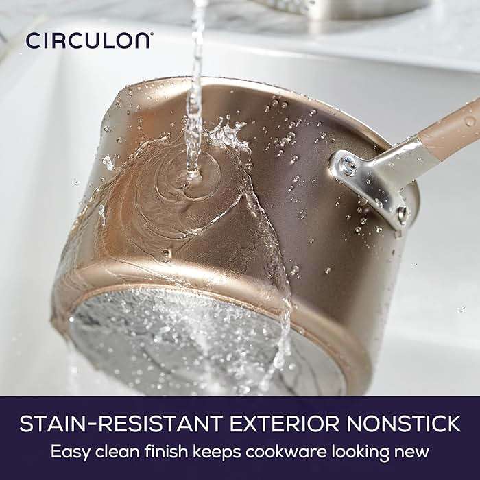 Circulon Premier Professional Hard Anodized Nonstick Cookware Induction Pots and Pans Set Nonstick, Home Essentials, 12-Piece, Bronze - Image 6