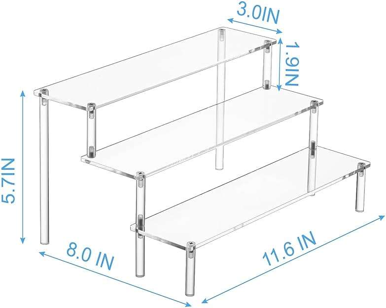 HENABLE Large Acrylic Display Risers, Perfume Stand Organizer, Clear Acrylic Shelf Risers for Display Stands for Food, Tabletop Use, Amiibo Funko POP Figure, 3 Tier Clear Cupcake Stand Risers - Image 2