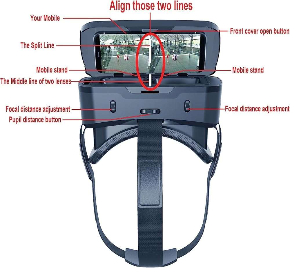 VR Headsets for Phone Cell Phone Virtual Reality headsets 3D Glasses Helmets VR Goggles for TV Movies Video Games Compatible to iOS Android Support 4.7” to 7.3” Mobile Screen (B95) - Image 4