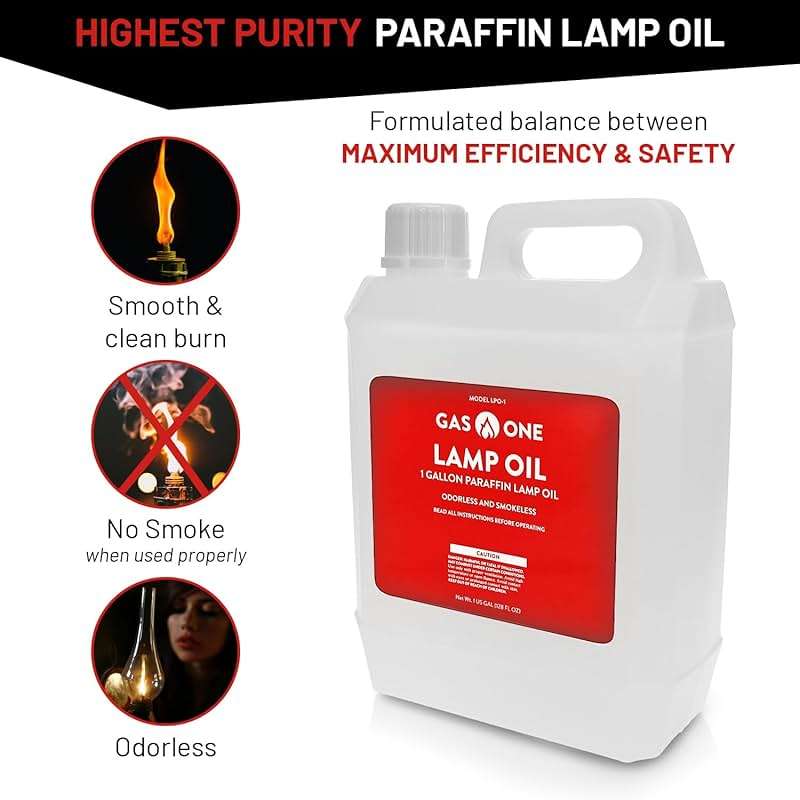 GasOne Liquid Paraffin Lamp Oil – 1 Gallon (128oz) Clear – Odorless, Smokeless Indoor Outdoor Fuel for Lanterns, Lamps, and Torches – Safe Packaging - Image 4
