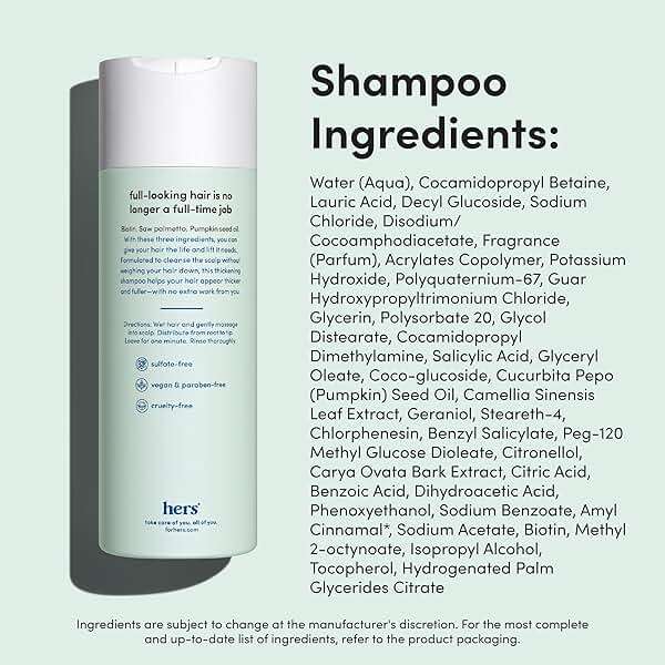 HIMS and HERS Triple Threat Shampoo - Conditioner and 2% Minoxidil Set - Biotin - Saw Palmetto and Pumpkin Seed Oil - Regrowth for Women - Color-Safe - Paraben-Free - Napa Rose - 3 Count - 6.4 Fl Oz - Image 6