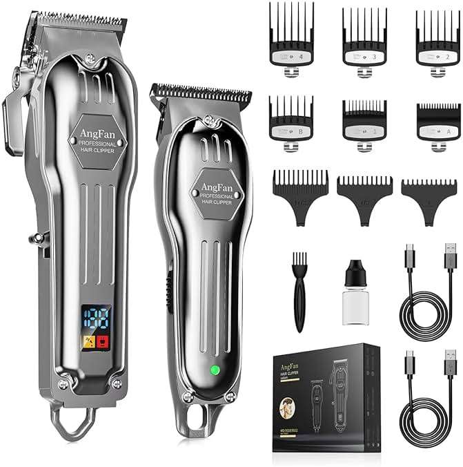 AngFan Professional Hair Clippers for Men - Cordless Clippers & Trimmers Set with LCD Display, 7200RPM High-Speed Motor, 5H Runtime, Wall-Mountable Barber Tools for Home Use & Professional Barbers - Image 1