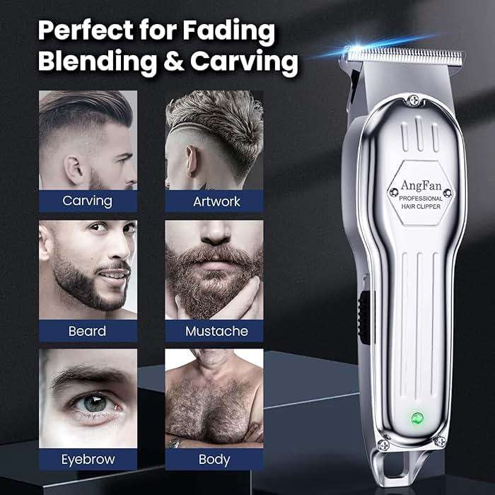 AngFan Professional Hair Clippers for Men - Cordless Clippers & Trimmers Set with LCD Display, 7200RPM High-Speed Motor, 5H Runtime, Wall-Mountable Barber Tools for Home Use & Professional Barbers - Image 5