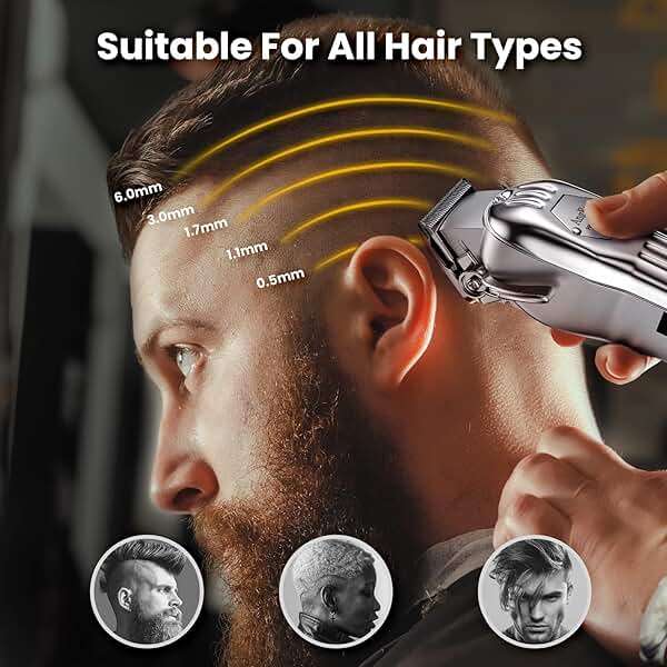 AngFan Professional Hair Clippers for Men - Cordless Clippers & Trimmers Set with LCD Display, 7200RPM High-Speed Motor, 5H Runtime, Wall-Mountable Barber Tools for Home Use & Professional Barbers - Image 6